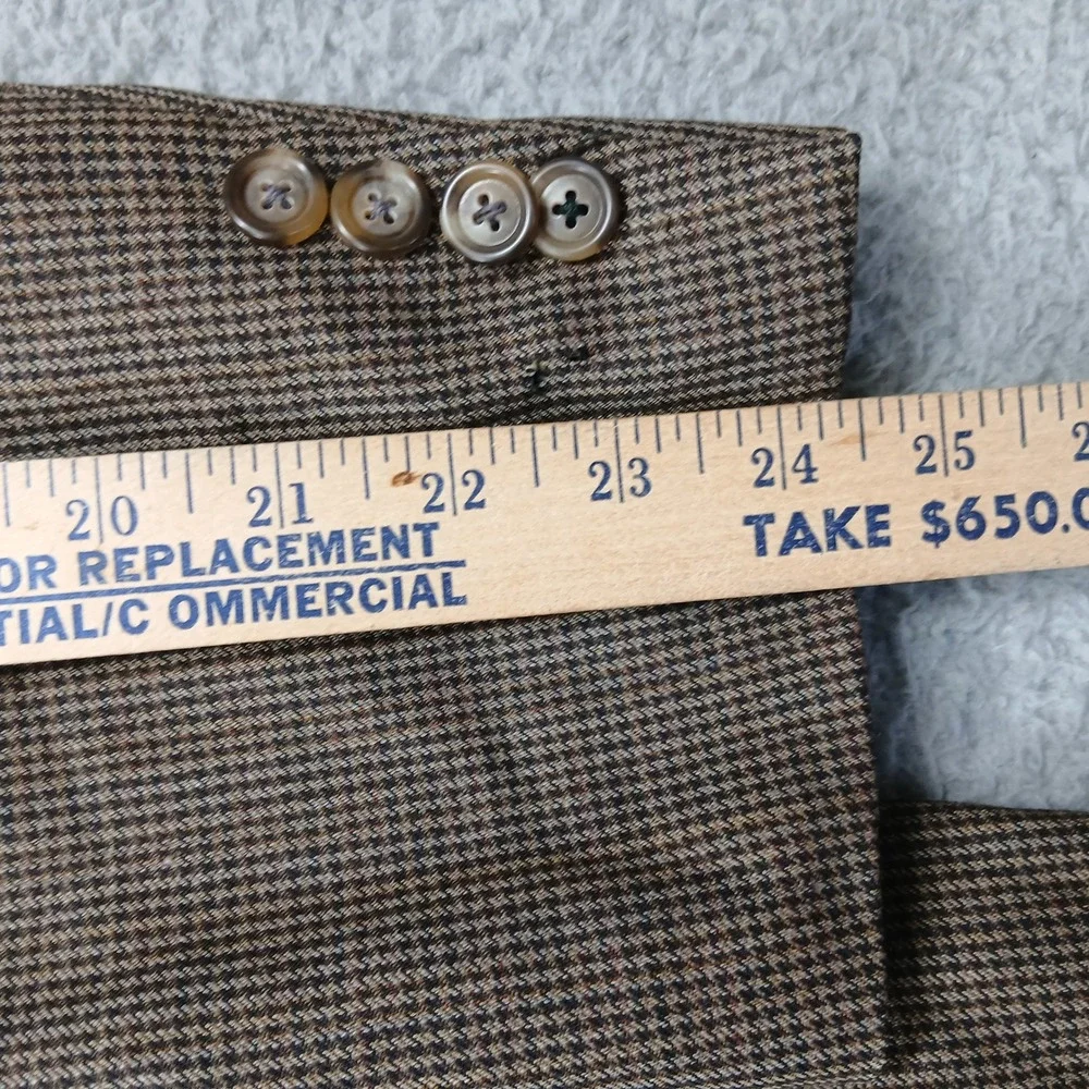 Jos A‎ Bank Traveler's Collection Brown Houndstooth Wool Blazer 44R Tailored Fit